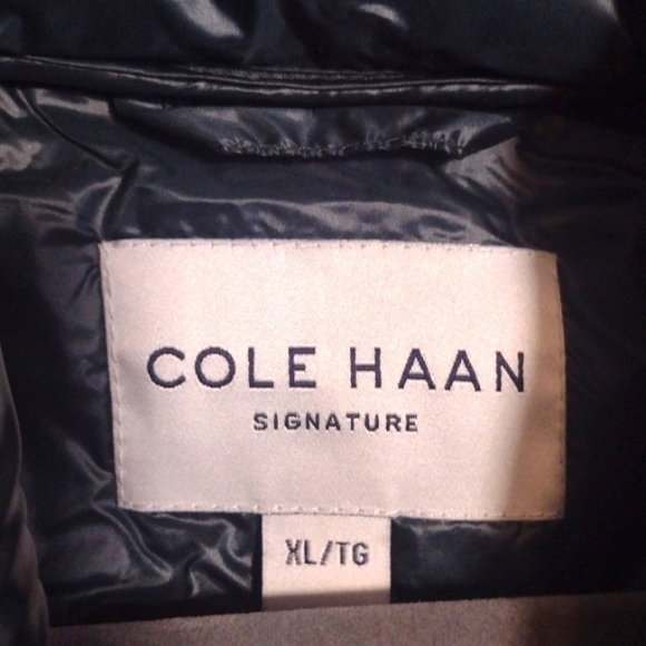 emerald green cole haan long belted puffer coat women's size xl - Picture 4 of 5